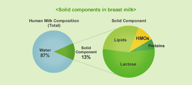 Solid components in breast milk
