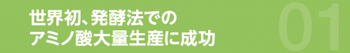 世界初、発酵法でのアミノ酸大量生産に成功